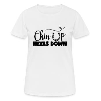Menton vers le haut, talons vers le bas - T-shirt respirant Femme - blanc - Devant - AI Model Female 172 dark (172cm)