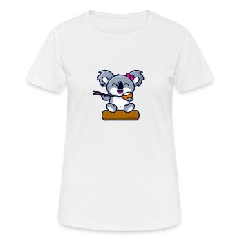 süßer Koala Bär Mädchen isst Nudeln mit Stäbchen - Frauen T-Shirt atmungsaktiv - Weiß - Vorne - AI Model Female 172 dark (172cm)