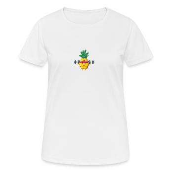 Ananas Hanteln Bodybuilding Fitness Workout - Frauen T-Shirt atmungsaktiv - Weiß - Vorne - AI Model Female 172 dark (172cm)