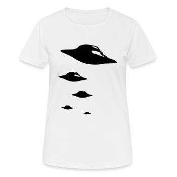 UFO ARMY 1clr - Frauen T-Shirt atmungsaktiv - Weiß - Vorne - AI Model Female 172 dark (172cm)