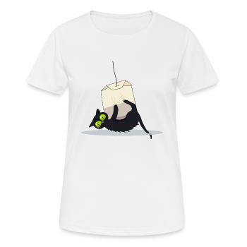 chat sachet de thé - T-shirt respirant Femme - blanc - Devant - AI Model Female 172 dark (172cm)