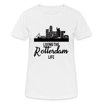 Rotterdam - Niederlande - Holland - Randstad - Frauen T-Shirt atmungsaktiv - Weiß - Vorne - AI Model Female 172 dark (172cm)