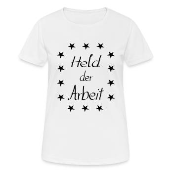 Held der Arbeit - Frauen T-Shirt atmungsaktiv - Weiß - Vorne - AI Model Female 172 dark (172cm)