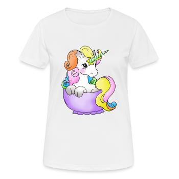Einhorn in der Tasse - Frauen T-Shirt atmungsaktiv - Weiß - Vorne - AI Model Female 172 dark (172cm)
