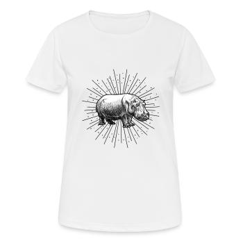 Nilpferd - Frauen T-Shirt atmungsaktiv - Weiß - Vorne - AI Model Female 172 dark (172cm)
