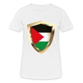 Palästina Wappen - Palestine coat of arms - Frauen T-Shirt atmungsaktiv - Weiß - Vorne - AI Model Female 172 dark (172cm)
