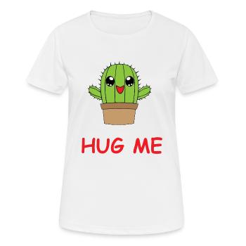 Cactus hug me embrace love funny design - Women's Breathable T-Shirt - white - Front - AI Model Female 172 dark (172cm)