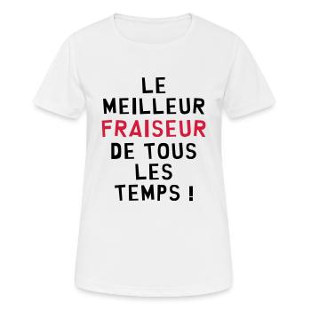 Ouvrier / Usine / Tourneur / Fraiseur / Industrie - T-shirt respirant Femme - blanc - Devant - AI Model Female 172 dark (172cm)
