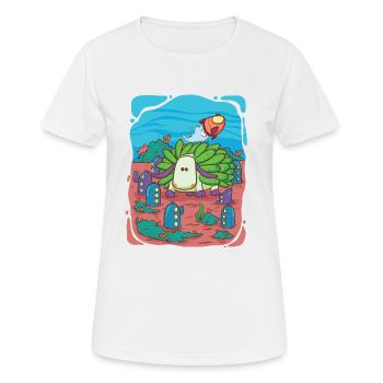 Blatt-Schaf-Schnecke besucht Unterwasserstadt - Frauen T-Shirt atmungsaktiv - Weiß - Vorne - AI Model Female 172 dark (172cm)