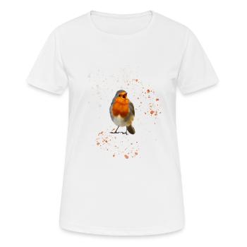 süsse zwitscherndes Rotkehlchen Robin - Frauen T-Shirt atmungsaktiv - Weiß - Vorne - AI Model Female 172 dark (172cm)
