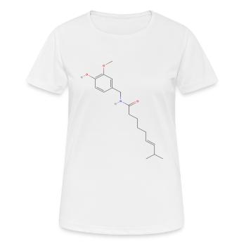 Capsaicin Molekül - Farbige Strukturformel - Frauen T-Shirt atmungsaktiv - Weiß - Vorne - AI Model Female 172 dark (172cm)