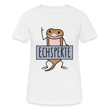 Lustige Echse als Experte - Frauen T-Shirt atmungsaktiv - Weiß - Vorne - AI Model Female 172 dark (172cm)