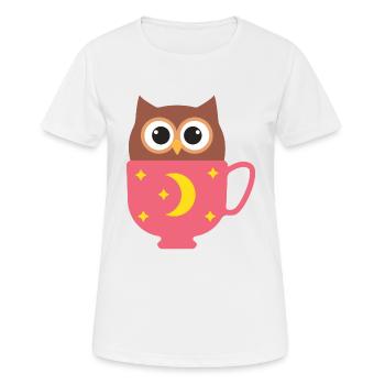 Owl in the cup - Women's Breathable T-Shirt - white - Front - AI Model Female 172 dark (172cm)