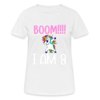 Dabbing birthday unicorn for kid 8 years old girl - T-shirt respirant Femme - blanc - Devant - AI Model Female 172 dark (172cm)