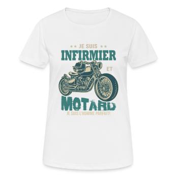 motard parfait infirmier parfait - T-shirt respirant Femme - blanc - Devant - AI Model Female 172 dark (172cm)