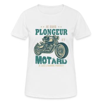 motard parfait plongeur parfait - T-shirt respirant Femme - blanc - Devant - AI Model Female 172 dark (172cm)
