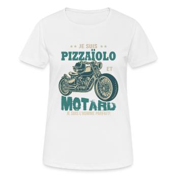 motard parfait pizzaïolo parfait - T-shirt respirant Femme - blanc - Devant - AI Model Female 172 dark (172cm)