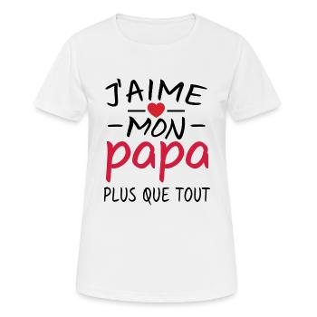 j aime mon papa / cadeau humour enfant - T-shirt respirant Femme - blanc - Devant - AI Model Female 172 dark (172cm)