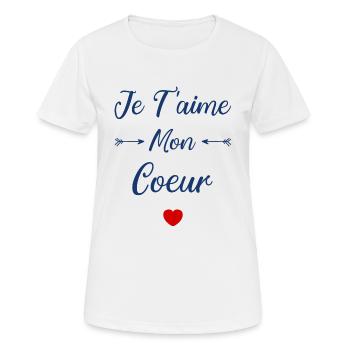 Je t'aime mon Coeur - T-shirt respirant Femme - blanc - Devant - AI Model Female 172 dark (172cm)