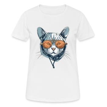 Le chat aux lunettes - T-shirt respirant Femme - blanc - Devant - AI Model Female 172 dark (172cm)