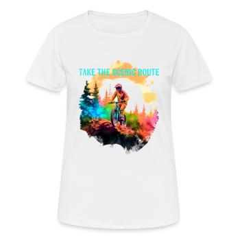 Mountainbike - Frauen T-Shirt atmungsaktiv - Weiß - Vorne - AI Model Female 172 dark (172cm)