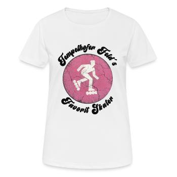 Tempelhofer Feld Skater Rollschuh - Frauen T-Shirt atmungsaktiv - Weiß - Vorne - AI Model Female 172 dark (172cm)