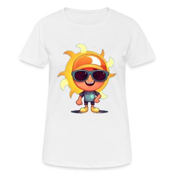 Soleil avec lunettes de soleil - T-shirt respirant Femme - blanc - Devant - AI Model Female 172 dark (172cm)