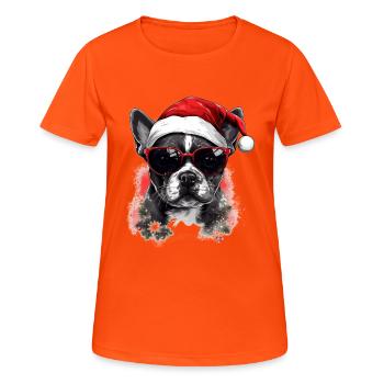 French Bulldog Christmas Dog in the Snow - Women's Breathable T-Shirt - neon orange - Front - AI Model Female 172 dark (172cm)