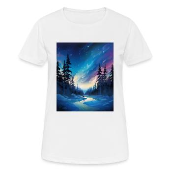 Wikinger: eiskalte Polarnacht mit Nordlichtern - Frauen T-Shirt atmungsaktiv - Weiß - Vorne - AI Model Female 172 dark (172cm)