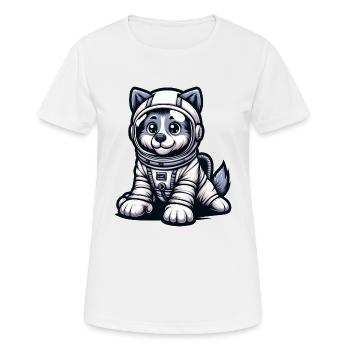 Cute Dog Astronaut - Frauen T-Shirt atmungsaktiv - Weiß - Vorne - AI Model Female 172 dark (172cm)