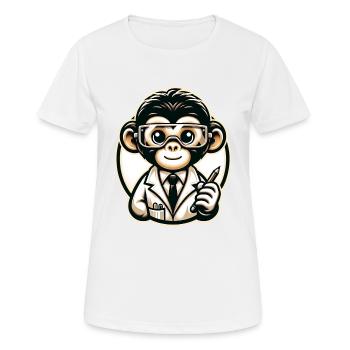 Cute Monkey Scientist - Frauen T-Shirt atmungsaktiv - Weiß - Vorne - AI Model Female 172 dark (172cm)