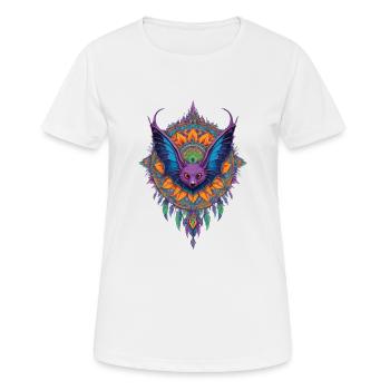 Fascinating bat in spiritual mandala - Women's Breathable T-Shirt - white - Front - AI Model Female 172 dark (172cm)