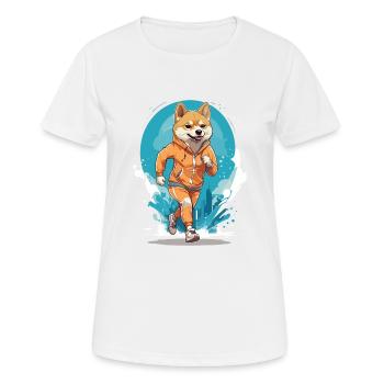 Running Shiba Dog Thrills Jogger - T-shirt respirant Femme - blanc - Devant - AI Model Female 172 dark (172cm)