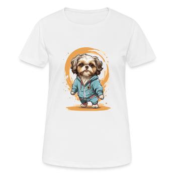 Joggen Mit Deinem Shih Tzu Begleiter - Frauen T-Shirt atmungsaktiv - Weiß - Vorne - AI Model Female 172 dark (172cm)