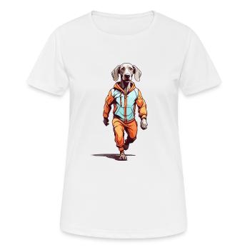 Weimaraner Streetwear Joggen Ästhetischer Fitness - Frauen T-Shirt atmungsaktiv - Weiß - Vorne - AI Model Female 172 dark (172cm)
