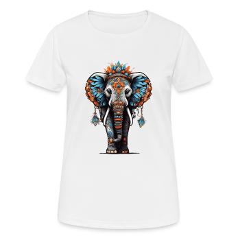 Elephant Spiritual Mandala Dream Catcher Design - Women's Breathable T-Shirt - white - Front - AI Model Female 172 dark (172cm)