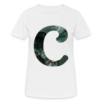Lettre c marbré vert - T-shirt respirant Femme - blanc - Devant - AI Model Female 172 dark (172cm)
