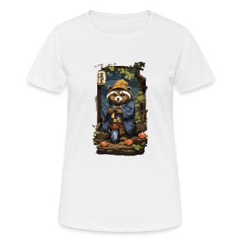 Marderhund Japanischer Sake Kunst Retro Style - Frauen T-Shirt atmungsaktiv - Weiß - Vorne - AI Model Female 172 dark (172cm)
