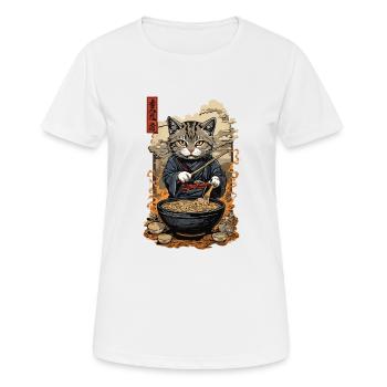 Chat Esthétique Ramen Soupe de nouilles Streetwear - T-shirt respirant Femme - blanc - Devant - AI Model Female 172 dark (172cm)