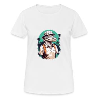 Golfer Krokodil Golfspieler Design Streetwear - Frauen T-Shirt atmungsaktiv - Weiß - Vorne - AI Model Female 172 dark (172cm)