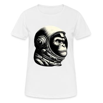 Schimpanse Astronaut Nachdenklich Kosmos - Frauen T-Shirt atmungsaktiv - Weiß - Vorne - AI Model Female 172 dark (172cm)