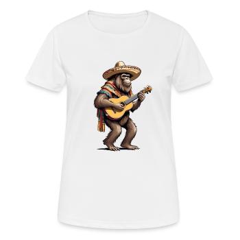 Bigfoot Mexican Mariachi Guitarist Fiesta - Women's Breathable T-Shirt - white - Front - AI Model Female 172 dark (172cm)