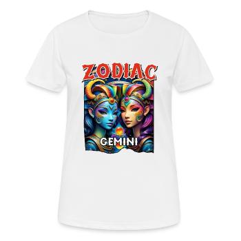 Zodiaque Gémeaux - Signe du zodiaque Gémeaux - T-shirt respirant Femme - blanc - Devant - AI Model Female 172 dark (172cm)