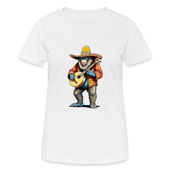 Bigfoot Mexican Mariachi Guitarist Fiesta - Women's Breathable T-Shirt - white - Front - AI Model Female 172 dark (172cm)