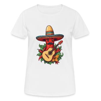 Chili Mariachi Guitariste Mexique Fiesta - T-shirt respirant Femme - blanc - Devant - AI Model Female 172 dark (172cm)