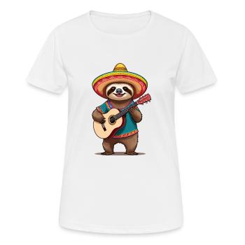 Sloth Mariachi Mexico Guitar Fiesta - Women's Breathable T-Shirt - white - Front - AI Model Female 172 dark (172cm)