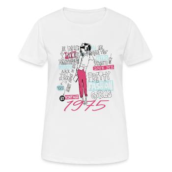 Jahrgang 1975 Geburtstagsgeschenk 1975 Tochter 1975 - Frauen T-Shirt atmungsaktiv - Weiß - Vorne - AI Model Female 172 dark (172cm)