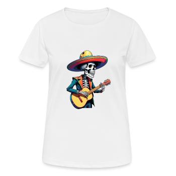 Mexican Mariachi Skeleton Guitarist Fiesta - Women's Breathable T-Shirt - white - Front - AI Model Female 172 dark (172cm)