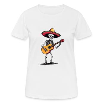Mexican Mariachi Guitar Skeleton Fiesta - Women's Breathable T-Shirt - white - Front - AI Model Female 172 dark (172cm)