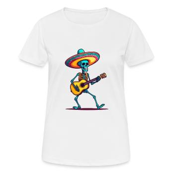 Mexican mariachi skeleton guitarist - Women's Breathable T-Shirt - white - Front - AI Model Female 172 dark (172cm)